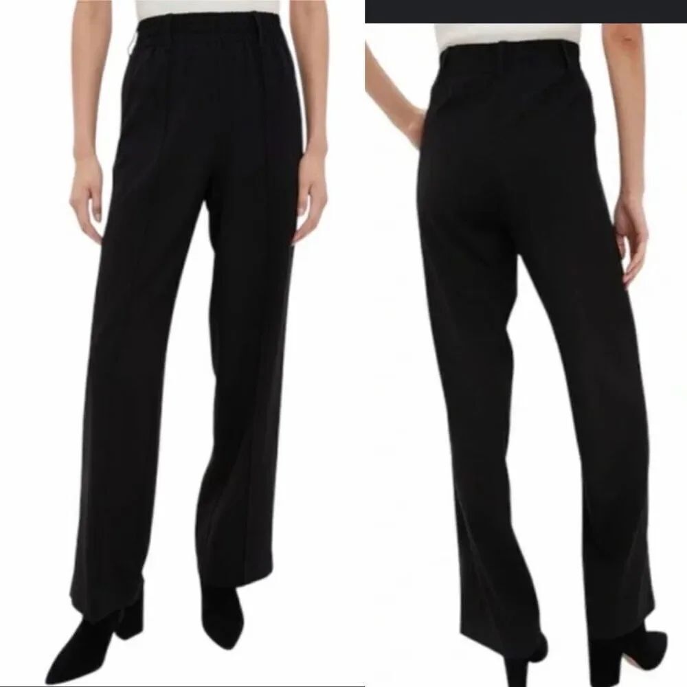 TUCKERNUCK Black Louis Elastic Waistband Pull On Wide Leg Straight Pants-L